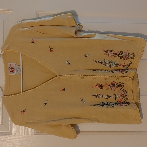 Vintage Floral Yellow Sundress Dress *Flawed Cardigan* Y2K (See Measurements) 90 - Picture 9 of 12